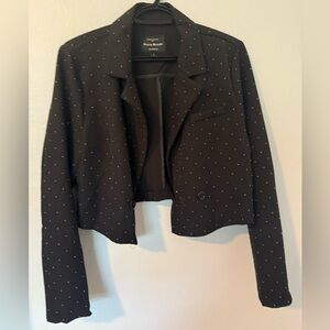 Chic Black Blazer with rhinestones